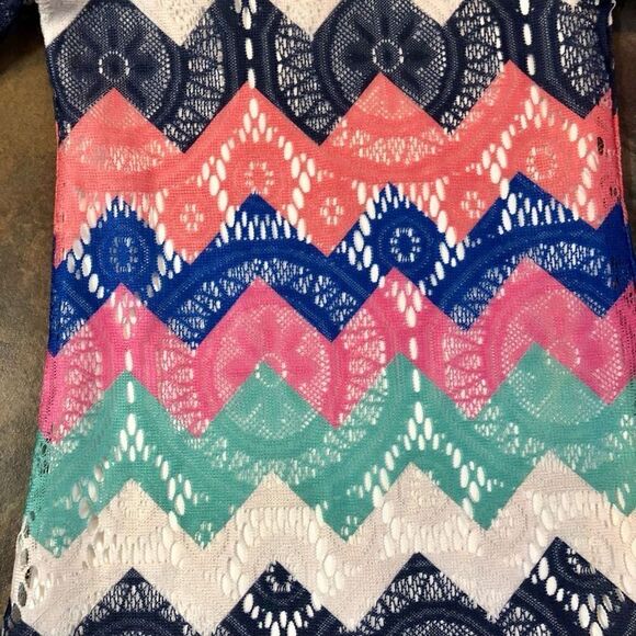 Sequin Hearts Girl’s Multicolored Chevron Lace Dress Size 7 - Picture 2 of 10